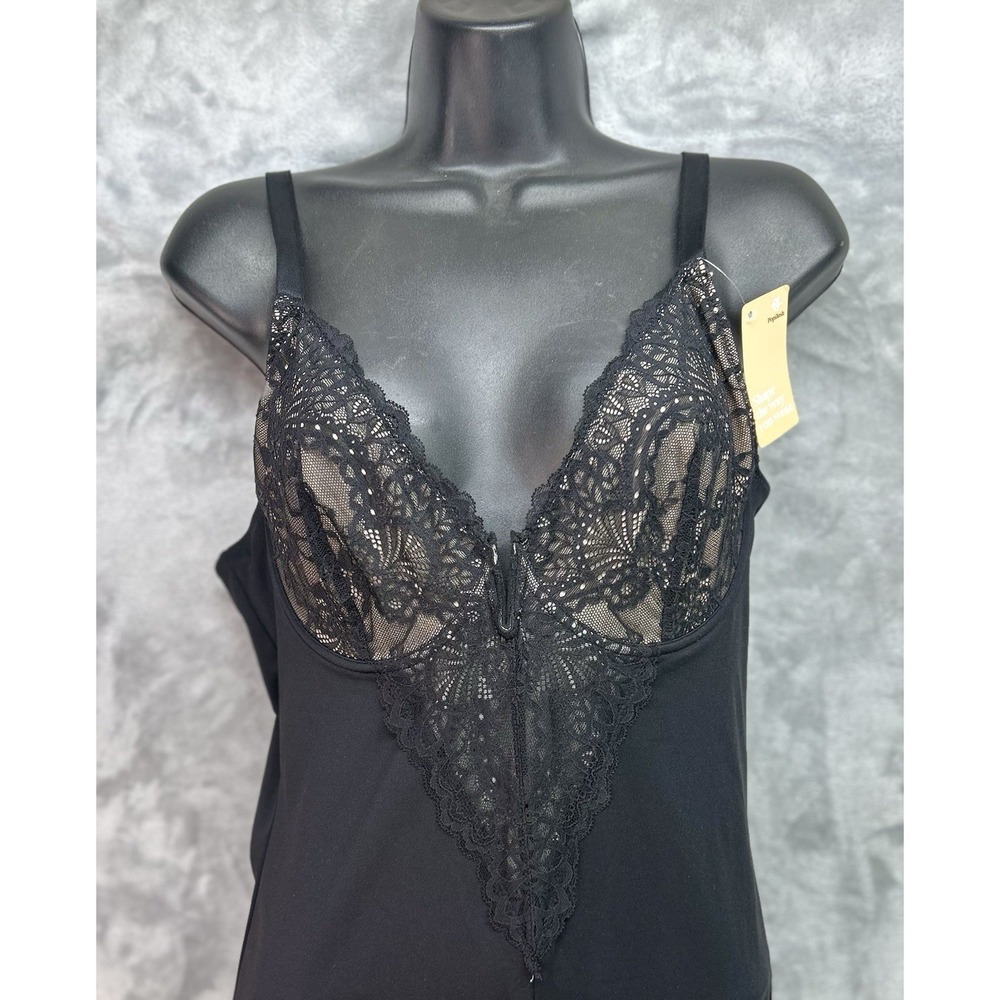 New Popilush Shapewear Slimming Wide-Leg Jumpsuit Black Size XL Formal Lace Romp - Picture 3 of 10